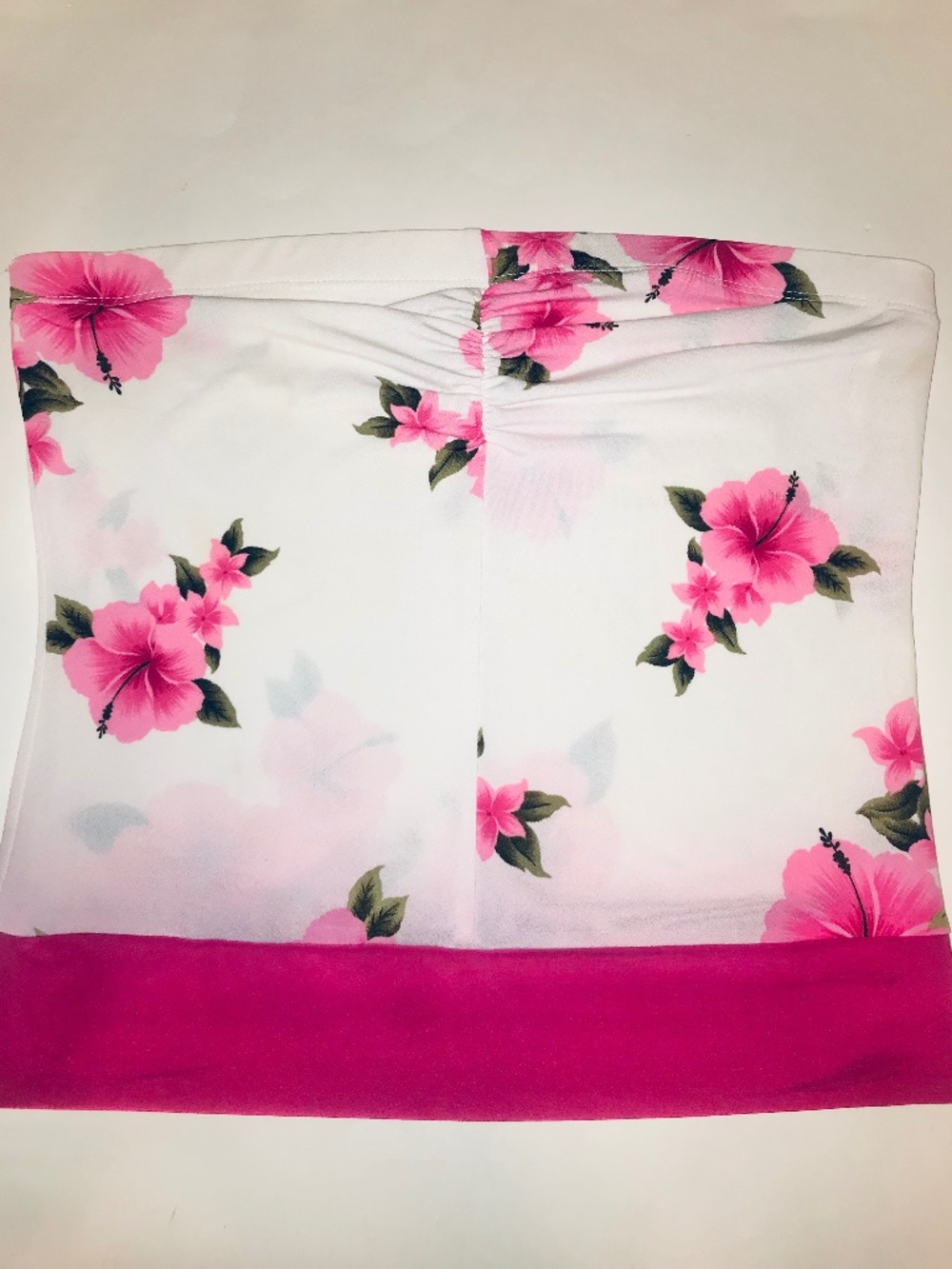 Vixen Y2K Floral Tube Top White Pink Rose Strapless Coquette Cami Crop Top L 90s